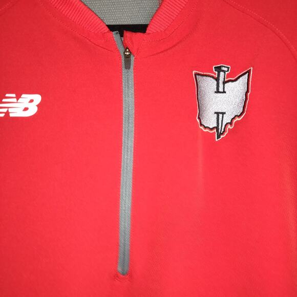 Columbus Clippers New Balance Batting Cage Jacket 1/4 Zip Red Gray Mens XL Ohio - Picture 2 of 16